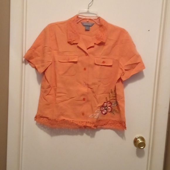 Koret Petite Orange Short Sleeve Lace 2pc Set (Top & Skirt) - Size 12P - Picture 6 of 14